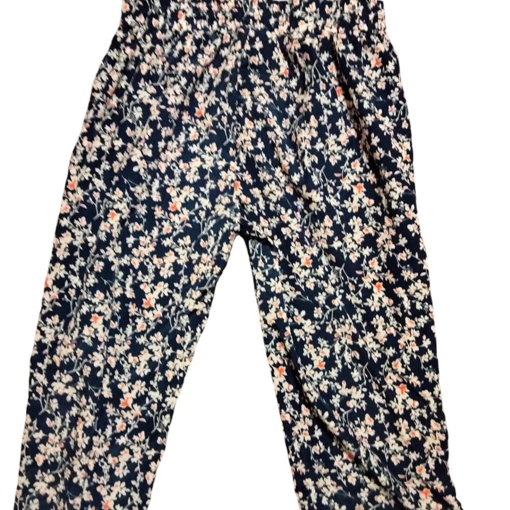Seventeen Navy Floral Print Lightweight Joggers Size Sm - Picture 2 of 8